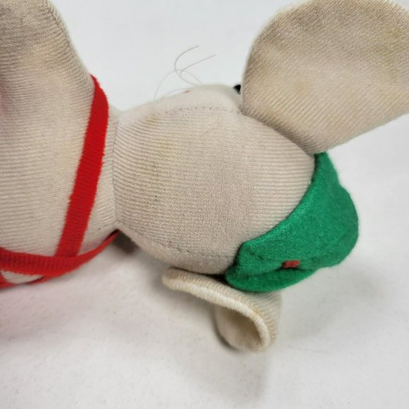 1979 Fun Farm Christmas Elf Helper Mouse Vintage 7" Stuffed Plush Toy *STAINS - Picture 7 of 11